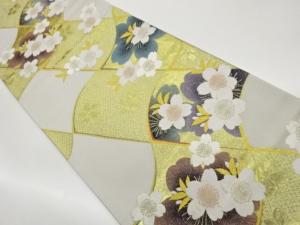 瓦に桜模様織出し袋帯